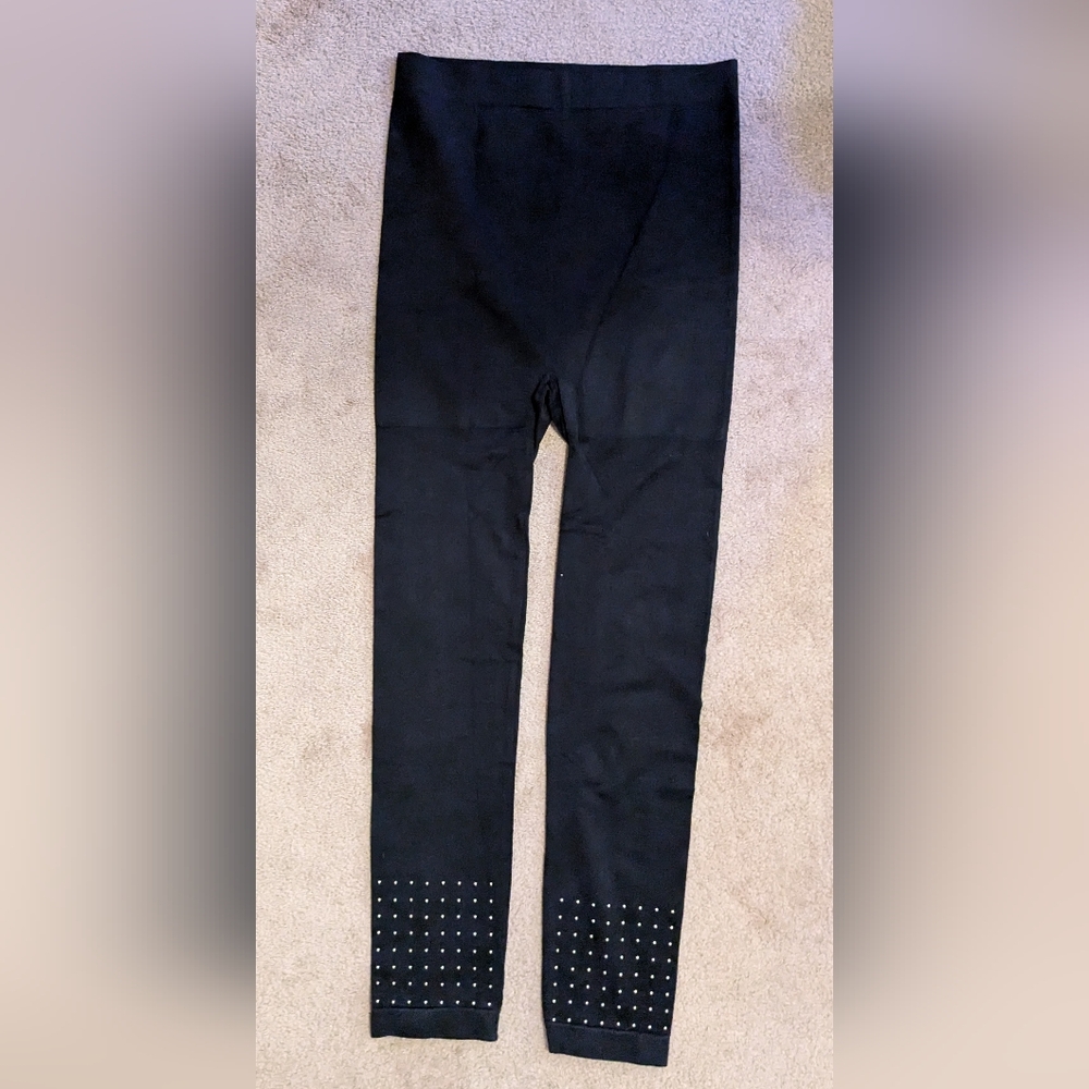 Lane Bryant plus size NWOT embellished/bedazzled hem black tights  leggings C/D